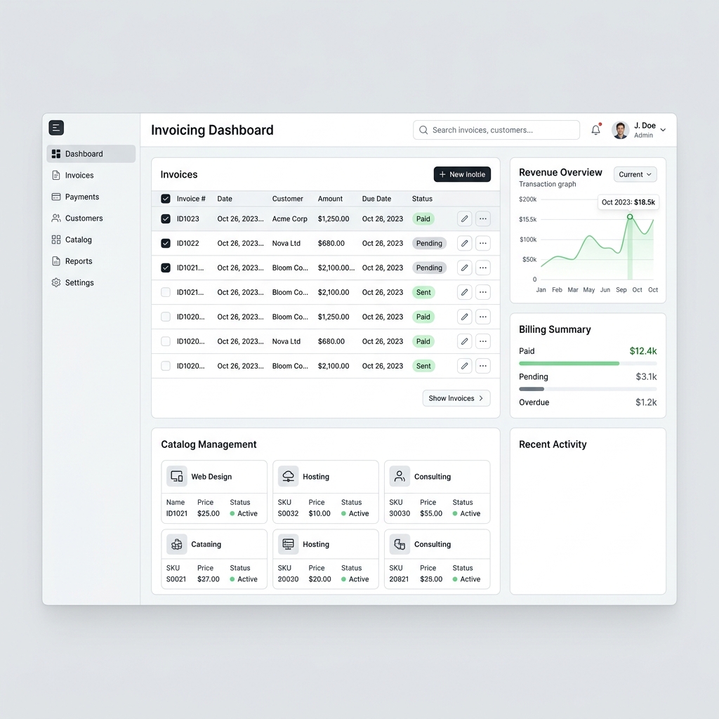 Screenshot of Digital Invoice Solution
