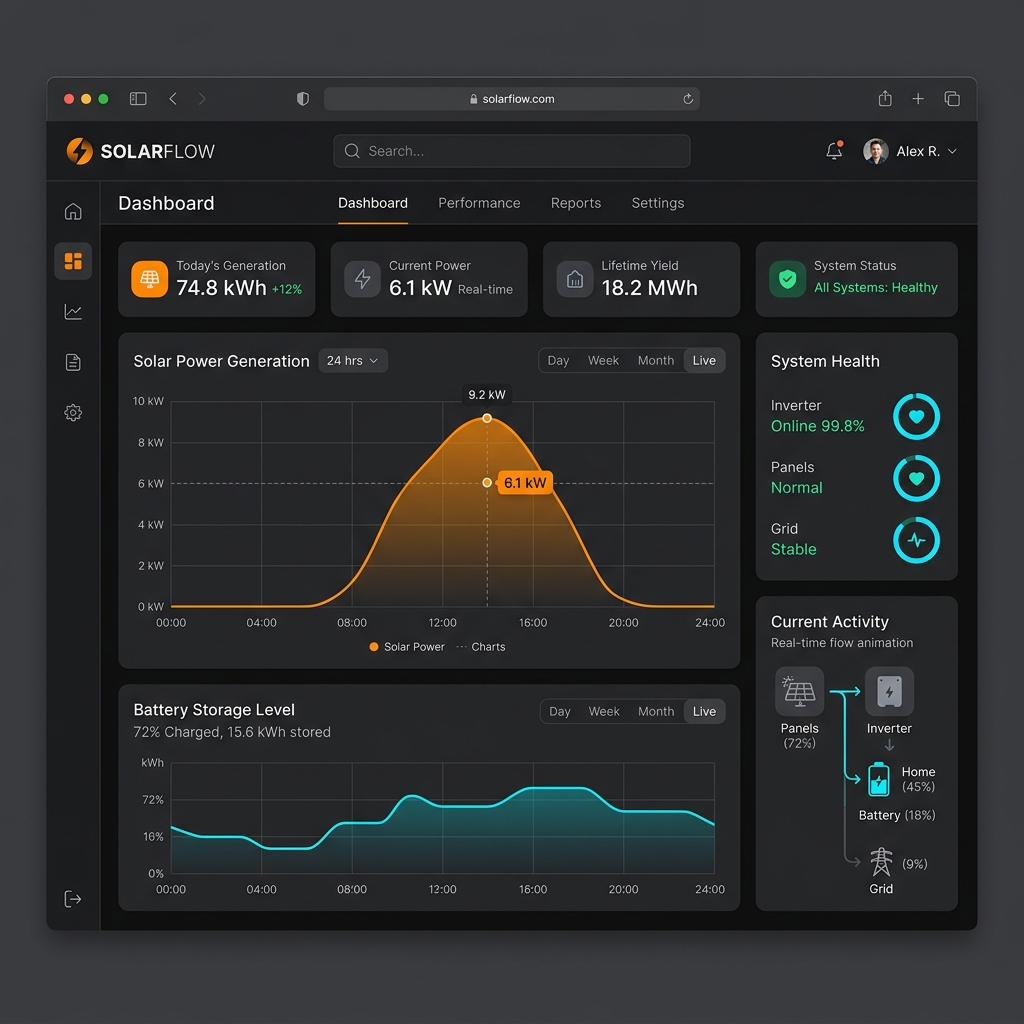 Screenshot of Solar Monitoring Platform